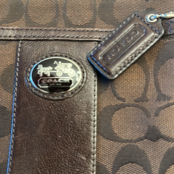 VINTAGE COACH Signature Logo Crossbody purse bag brown leather canvas - Picture 6 of 8